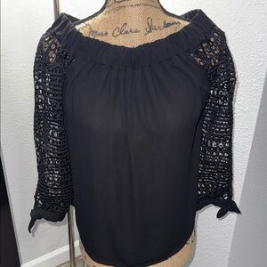 Express Black Crochet Sleeve Blouse